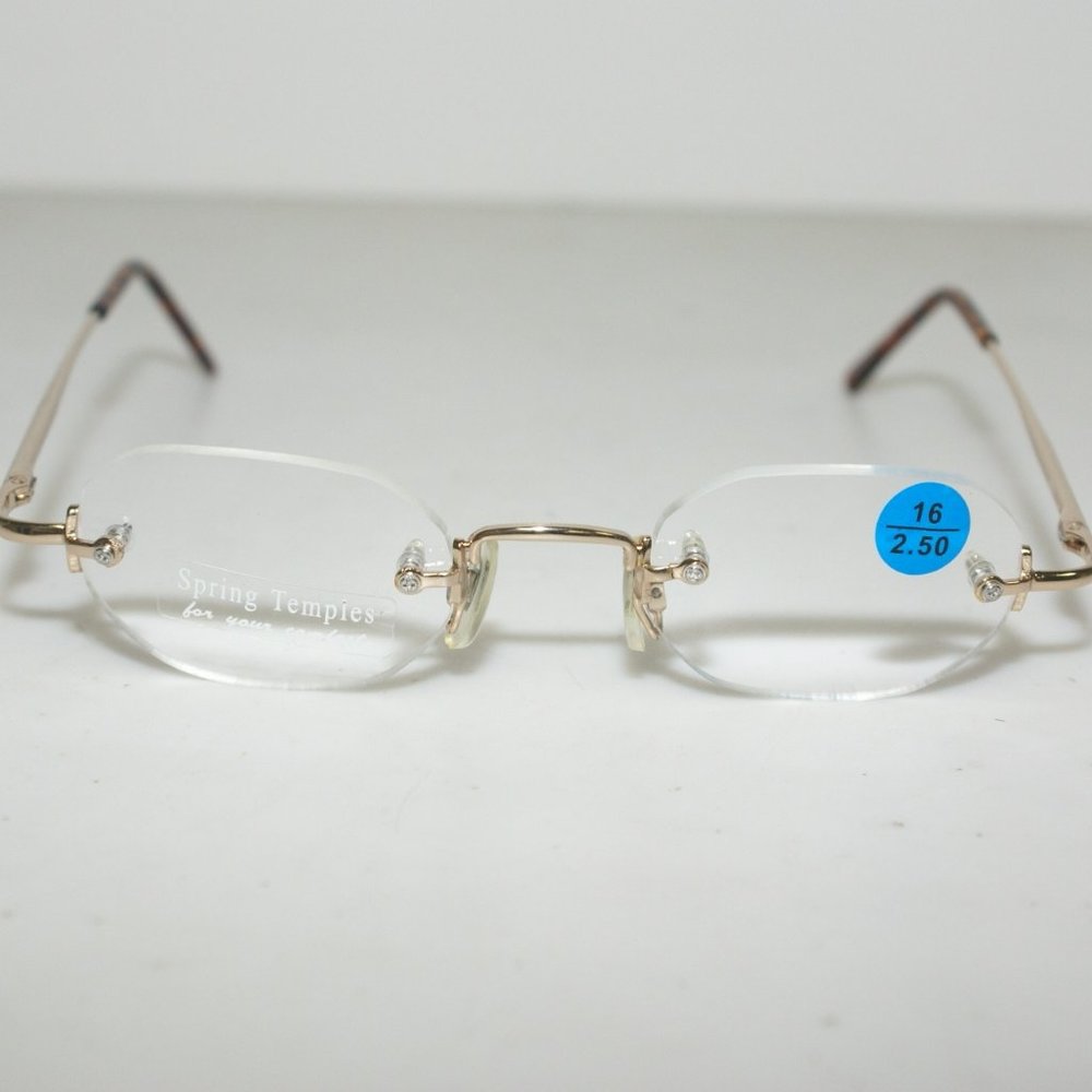 (NWT) Vintage 90's Octagon Shape Rimless Reading Glasses +1.25 (S.Gold)